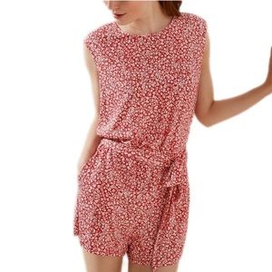 Loft Belted Floral Romper - image 1